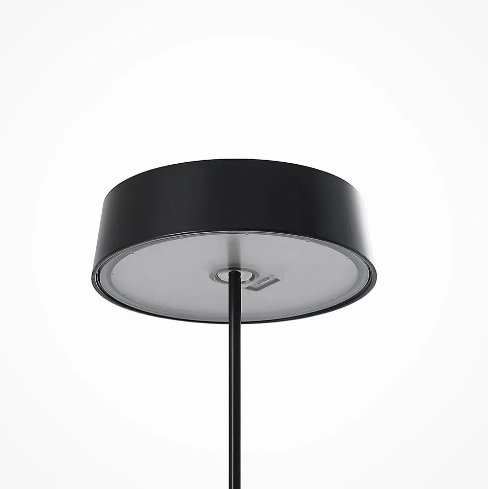 Lucande LED genopladelig bordlampe Tibia, sort, aluminium, USB, IP54