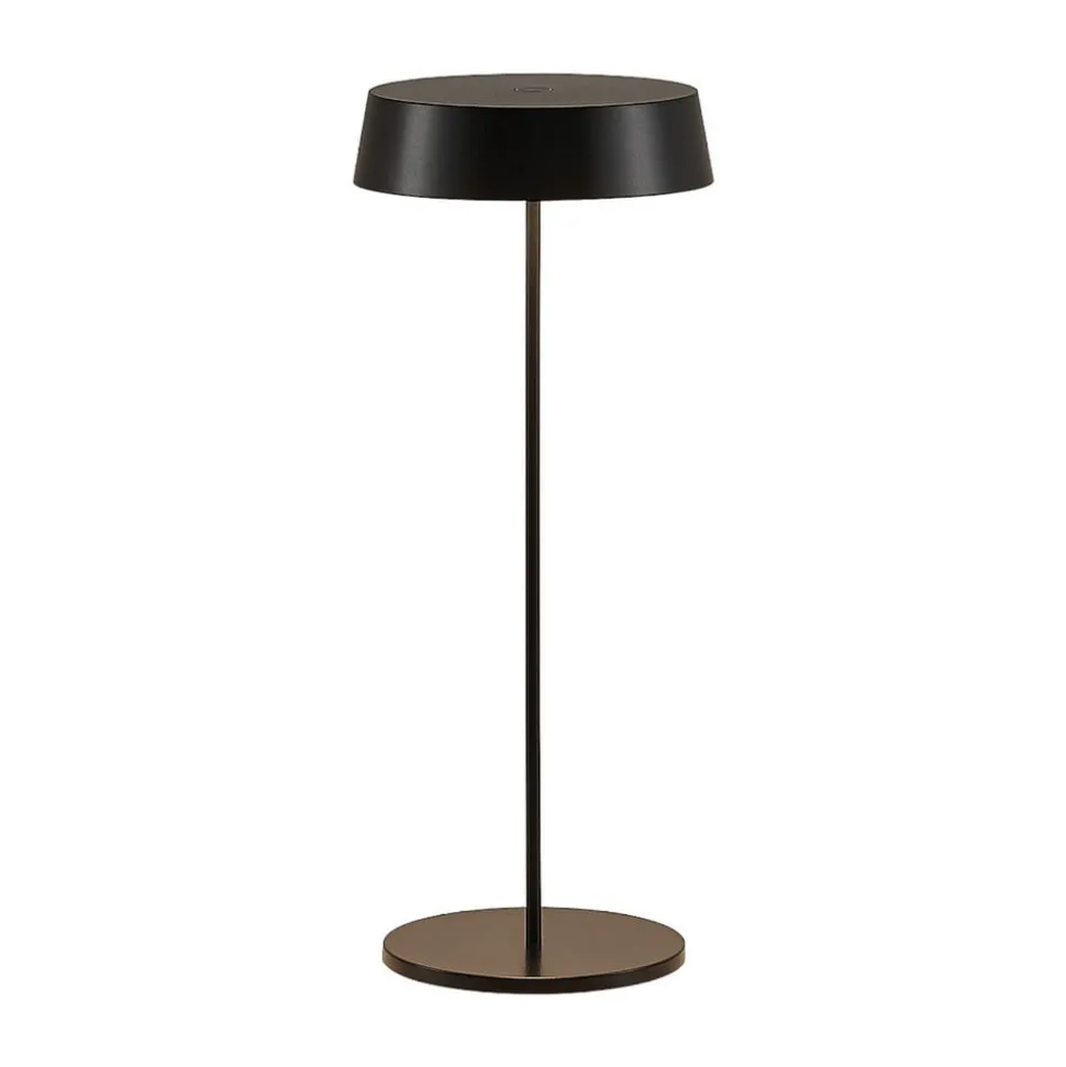 Lucande LED genopladelig bordlampe Tibia, sort, aluminium, USB, IP54