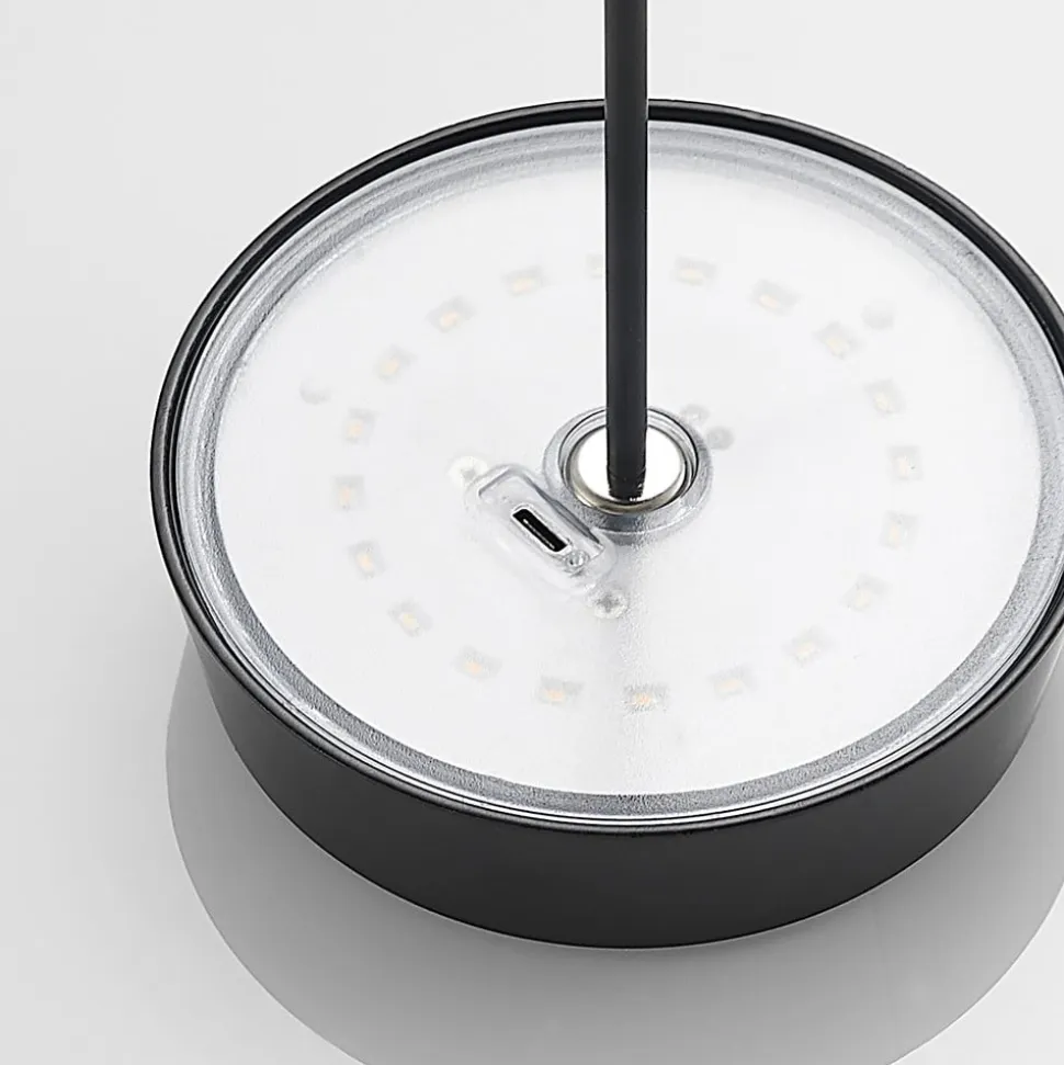 Lucande LED genopladelig bordlampe Tibia, sort, aluminium, USB, IP54