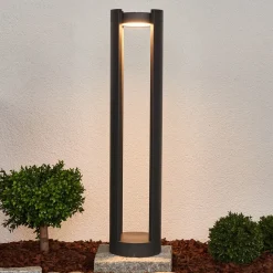 Lucande LED pullert Dylen, grå, metal, 80 cm, IP65