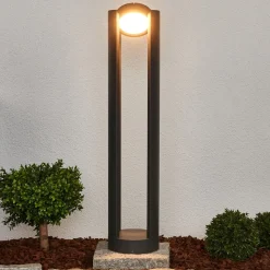 Lucande LED pullert Dylen, grå, metal, 80 cm, IP65