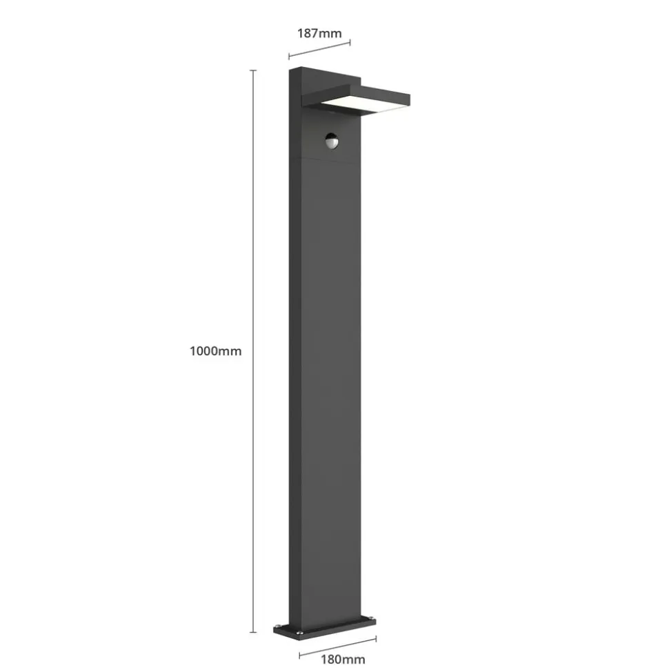 Lucande LED pullert Silvan, 100 cm, sensor, antracit