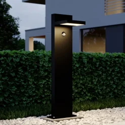 Lucande LED pullert Silvan, 65 cm, sensor, antracit
