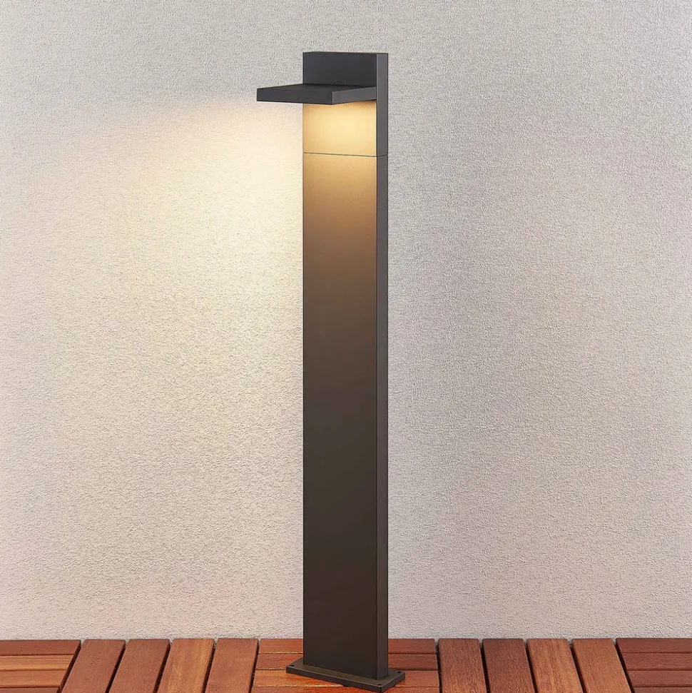 Lucande LED pullert Silvan, 100 cm, antracit, metal