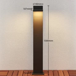 Lucande LED pullert Silvan, 100 cm, antracit, metal