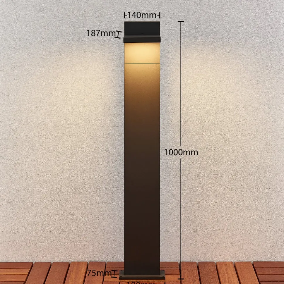 Lucande LED pullert Silvan, 100 cm, antracit, metal