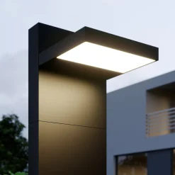 Lucande LED pullert Silvan, 65 cm, antracit, metal