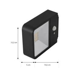 Lucande LED solcelle udendørs væglampe Dava, højde 5 cm, sensor