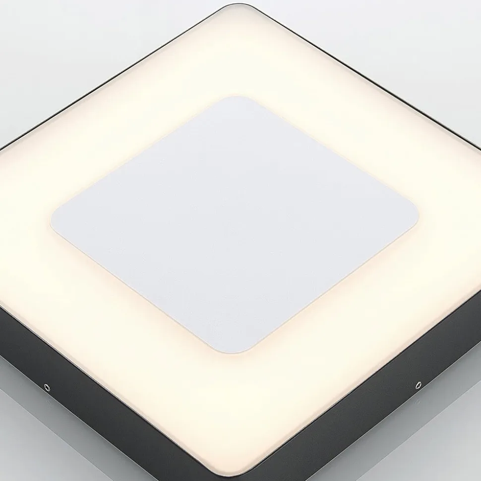 Lucande LED udendørs loftlampe Sora, kantet, sensor, IP54