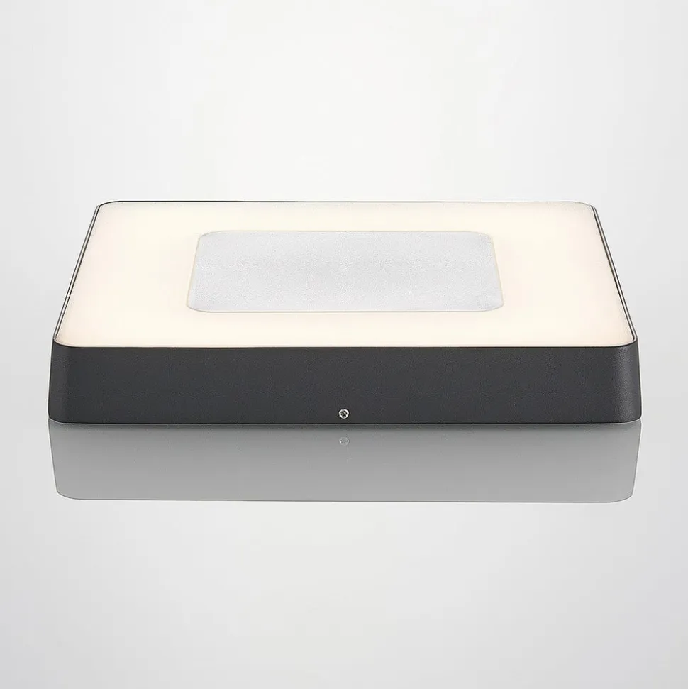 Lucande LED udendørs loftlampe Sora, kantet, sensor, IP54