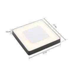 Lucande LED udendørs loftlampe Sora, kantet, sensor, IP54
