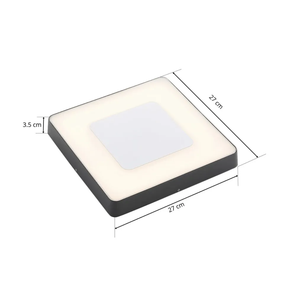 Lucande LED udendørs loftlampe Sora, kantet, sensor, IP54