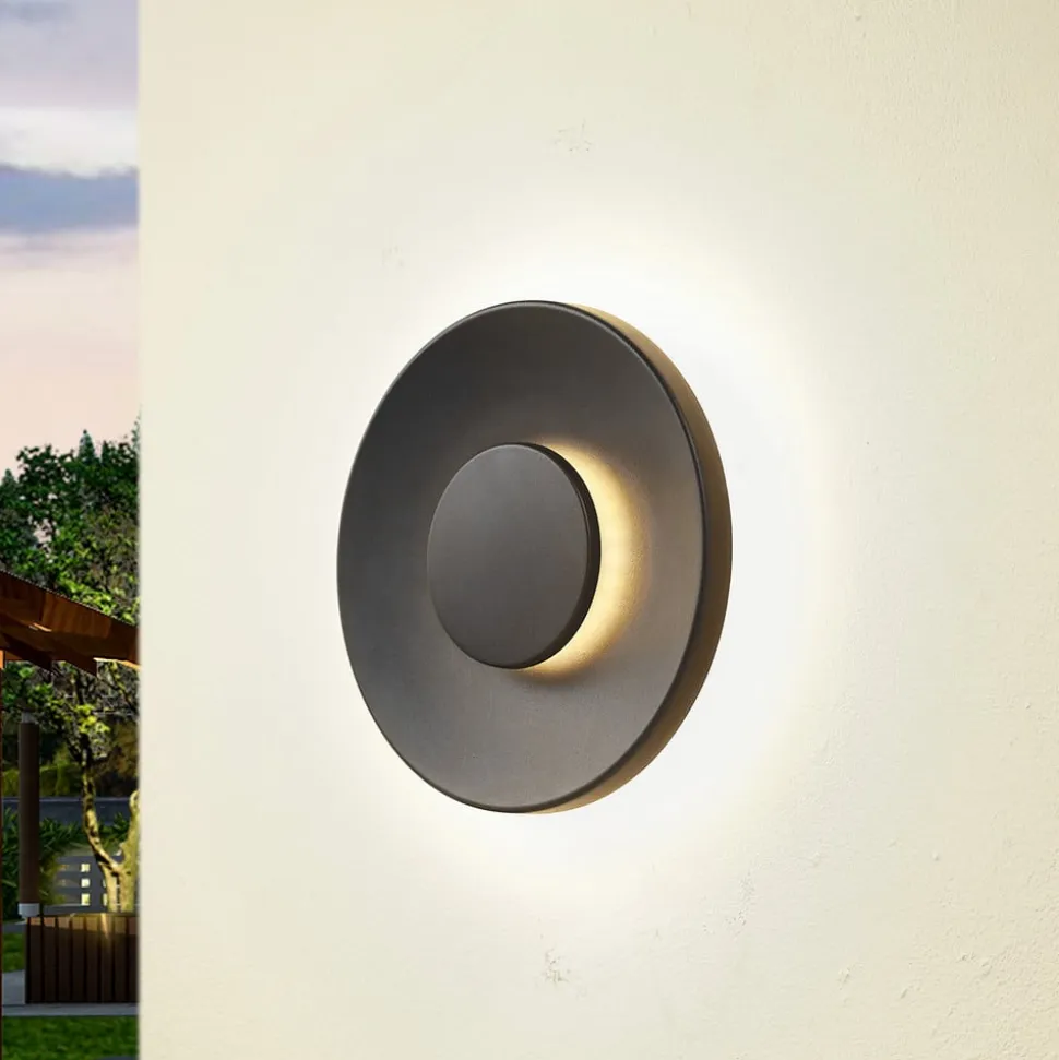 Lucande LED udendørs væglampe Kayana, sort, aluminium, 24 cm