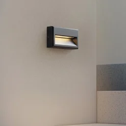Lucande LED udendørs væglampe Weno, sort, aluminium, IP65