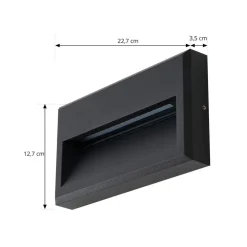 Lucande LED udendørs væglampe Weno, sort, aluminium, IP65