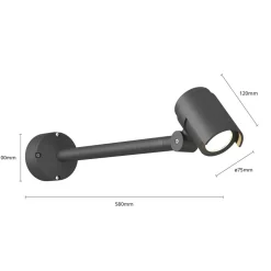Lucande LED udendørsspot Beatrix, 58 cm, antracit, aluminium