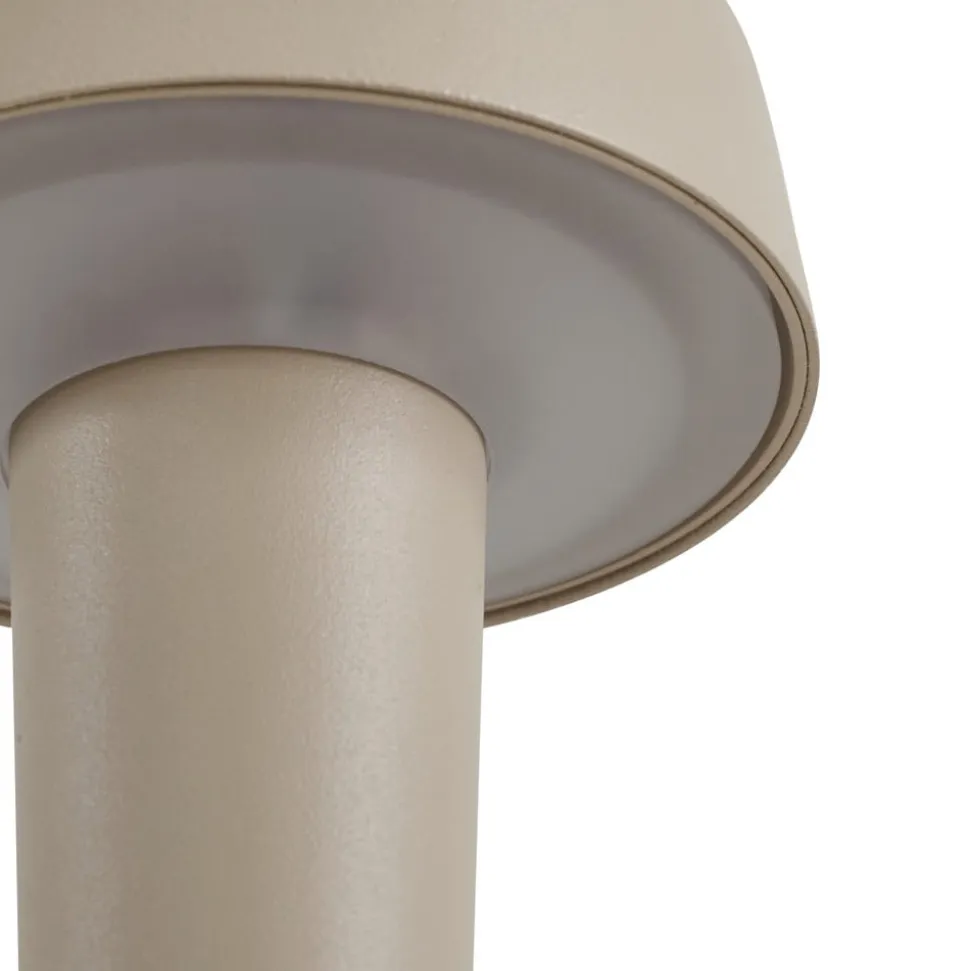 Lucande LED-batteridrevet lysestage Lea, vase, beige, 28 cm