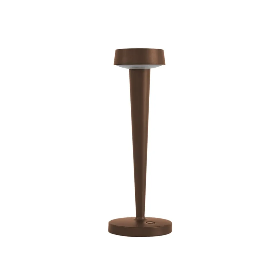Lucande LED-batteridrevet lysestage Lea, vase, mørkebrun, 28 cm