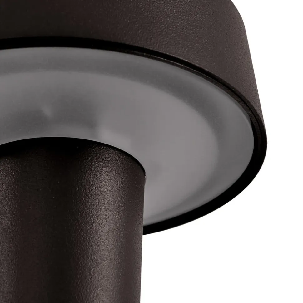 Lucande LED-batteridrevet lysestage Lea, vase, mørkebrun, 28 cm