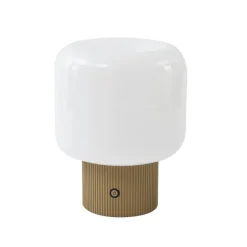 Lucande LED-batteridrevet bordlampe Katrin Palme, beige, glas