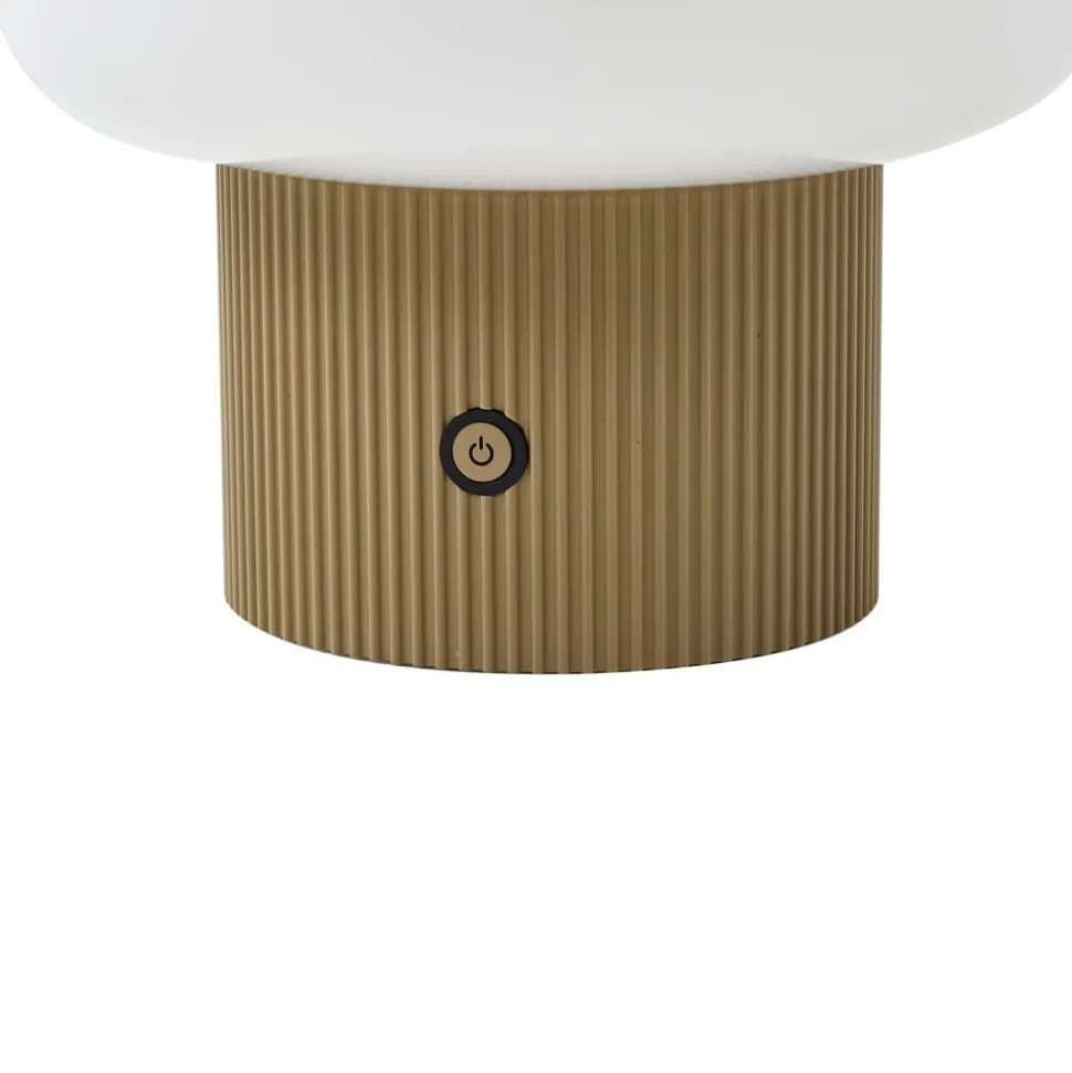 Lucande LED-batteridrevet bordlampe Katrin Palme, beige, glas