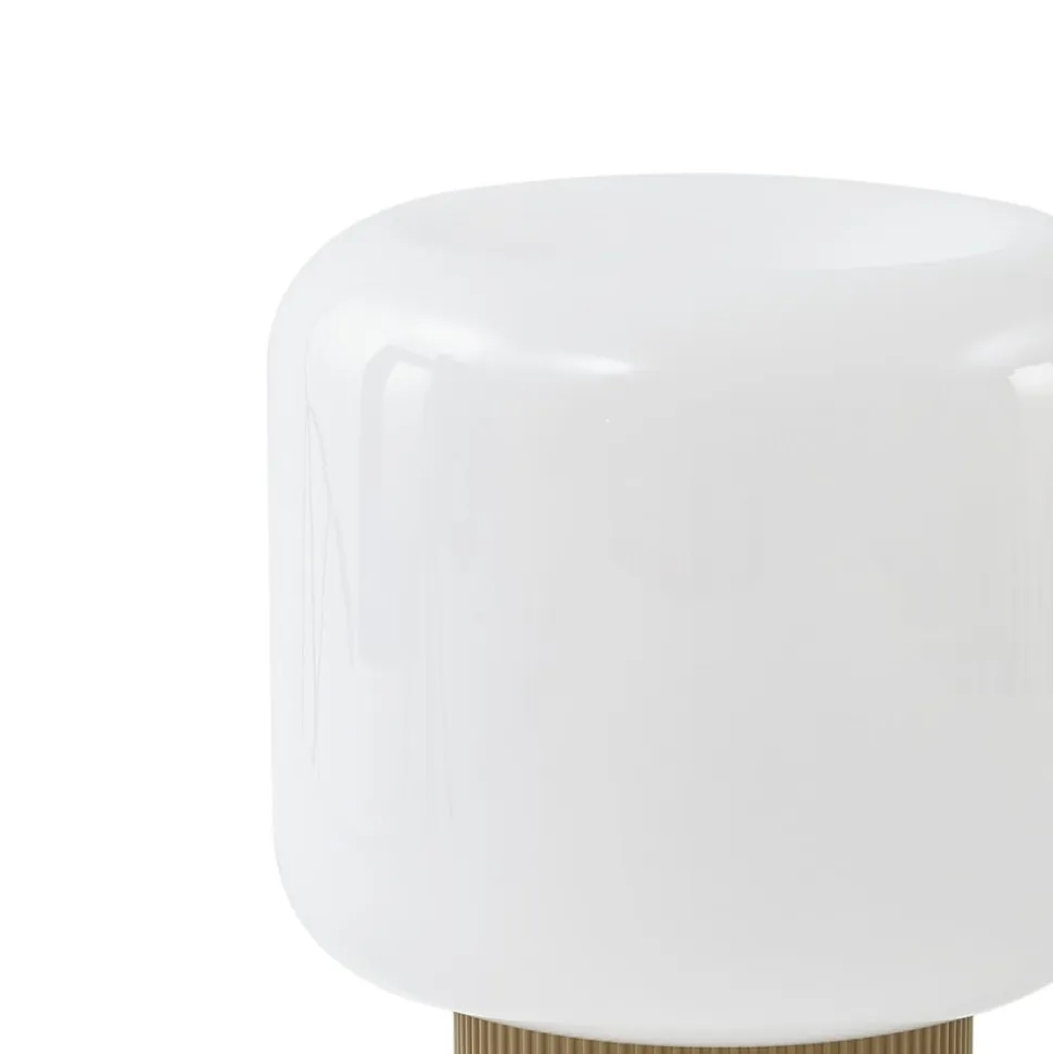 Lucande LED-batteridrevet bordlampe Katrin Palme, beige, glas