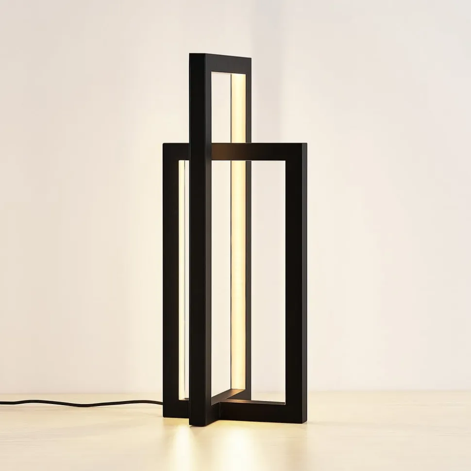 Lucande LED-bordlampe Hylda, højde 42 cm, sort, aluminium