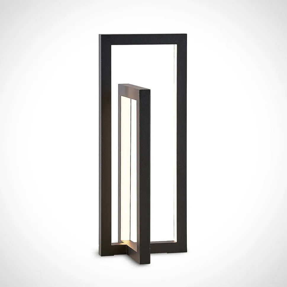 Lucande LED-bordlampe Hylda, højde 42 cm, sort, aluminium
