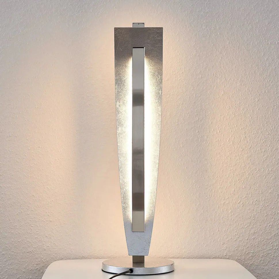 Lucande LED-bordlampe Marija, sølvfarvet, dæmpbar, 62 cm
