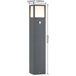Lucande LED-gadelampe Dewari, bevægelsessensor, 65 cm, IP54