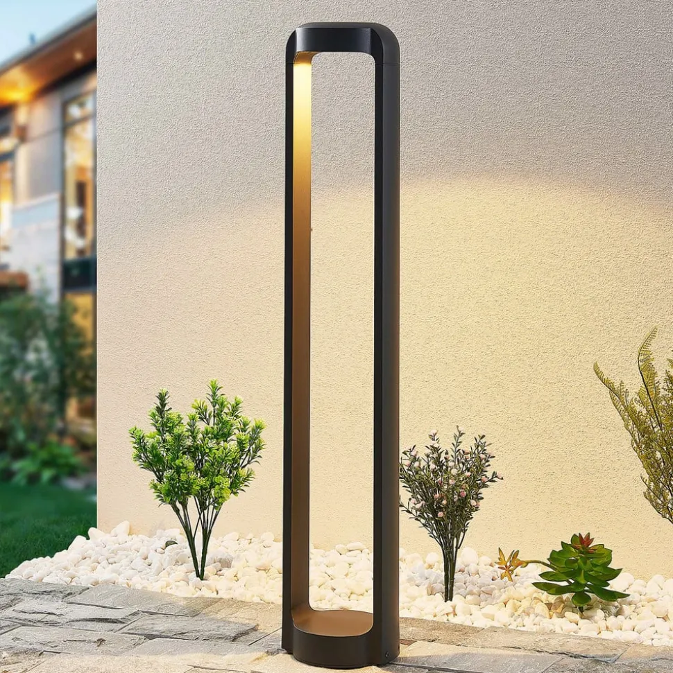 Lucande LED-gadelampe Habsa, 80 cm, antracit, metal