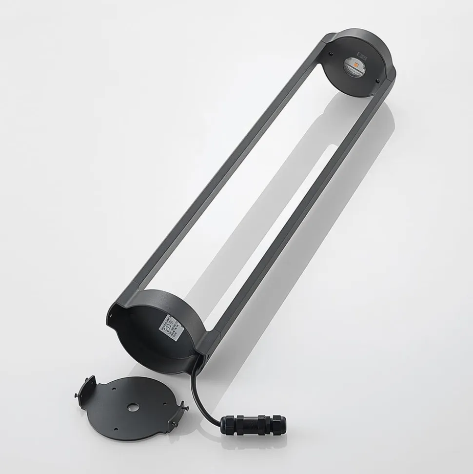 Lucande LED-gadelampe Habsa, 80 cm, antracit, metal