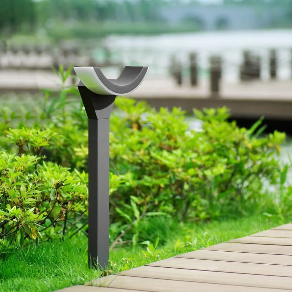 Lucande LED-gadelampe Halv, 60 cm, antracit, metal, IP54