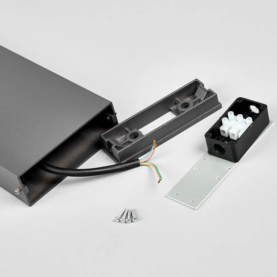 Lucande LED-gadelampe Leya, 65 cm, antracit, metal, IP54
