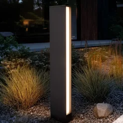 Lucande LED-gadelampe Lirka, 2 lyskilder, grå, metal, 60 cm