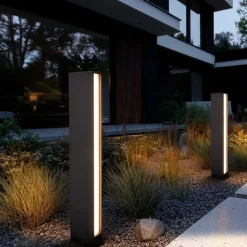 Lucande LED-gadelampe Lirka, 2 lyskilder, grå, metal, 60 cm