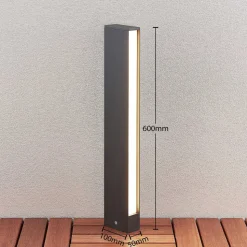 Lucande LED-gadelampe Lirka, mørkegrå, metal, 60 cm