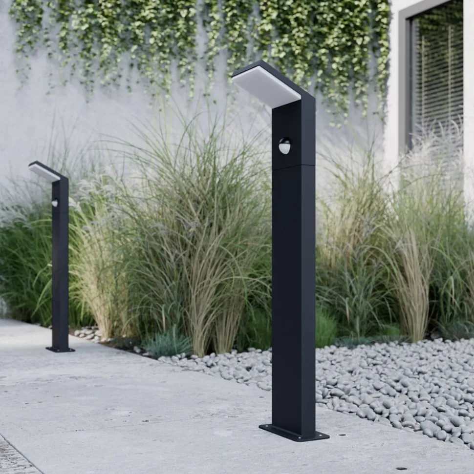 Lucande LED-gadelampe Nevio, sensor, 60 cm, antracit