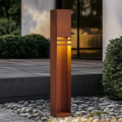Lucande LED-gadelampe Oxido, rustfarvet, cortenstål