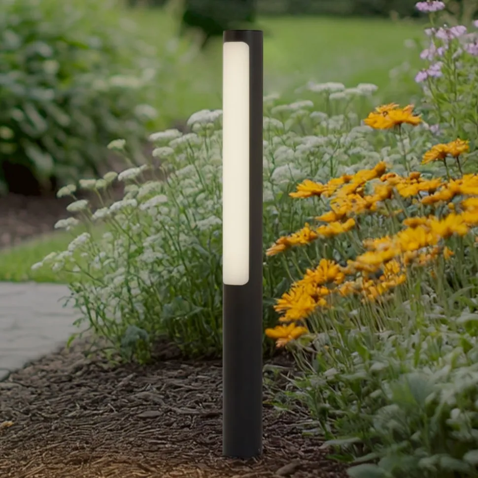 Lucande LED-gadelampe Tuberia, antracit, metal, 80 cm