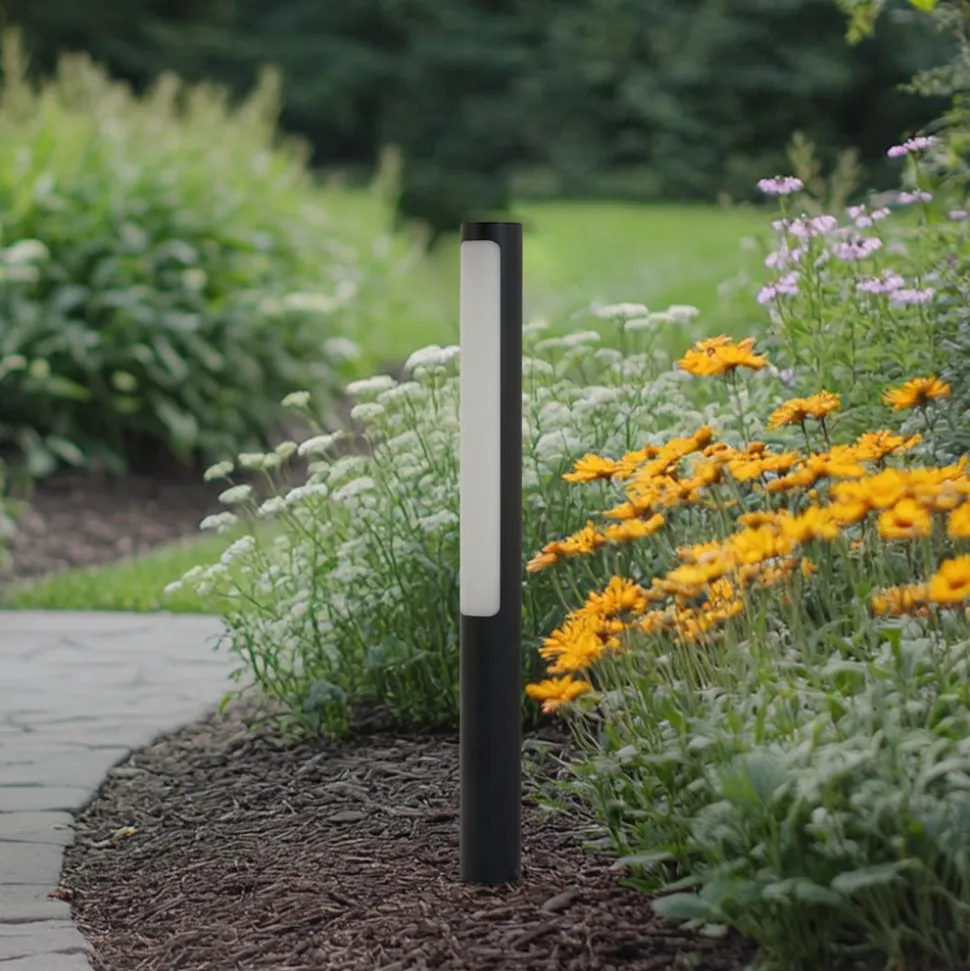Lucande LED-gadelampe Tuberia, antracit, metal, 80 cm
