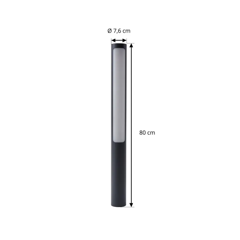 Lucande LED-gadelampe Tuberia, antracit, metal, 80 cm