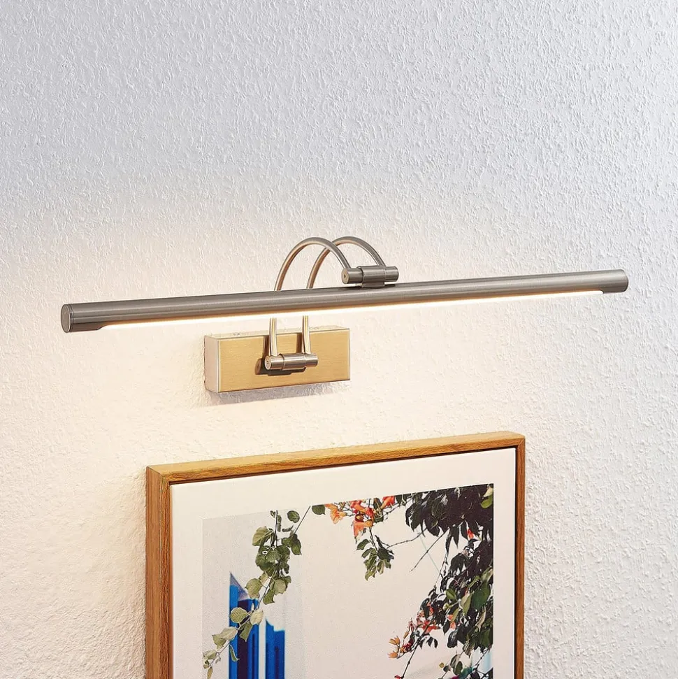 Lucande LED-gallerilampe Dimitrij, nikkel, metal, 54 cm
