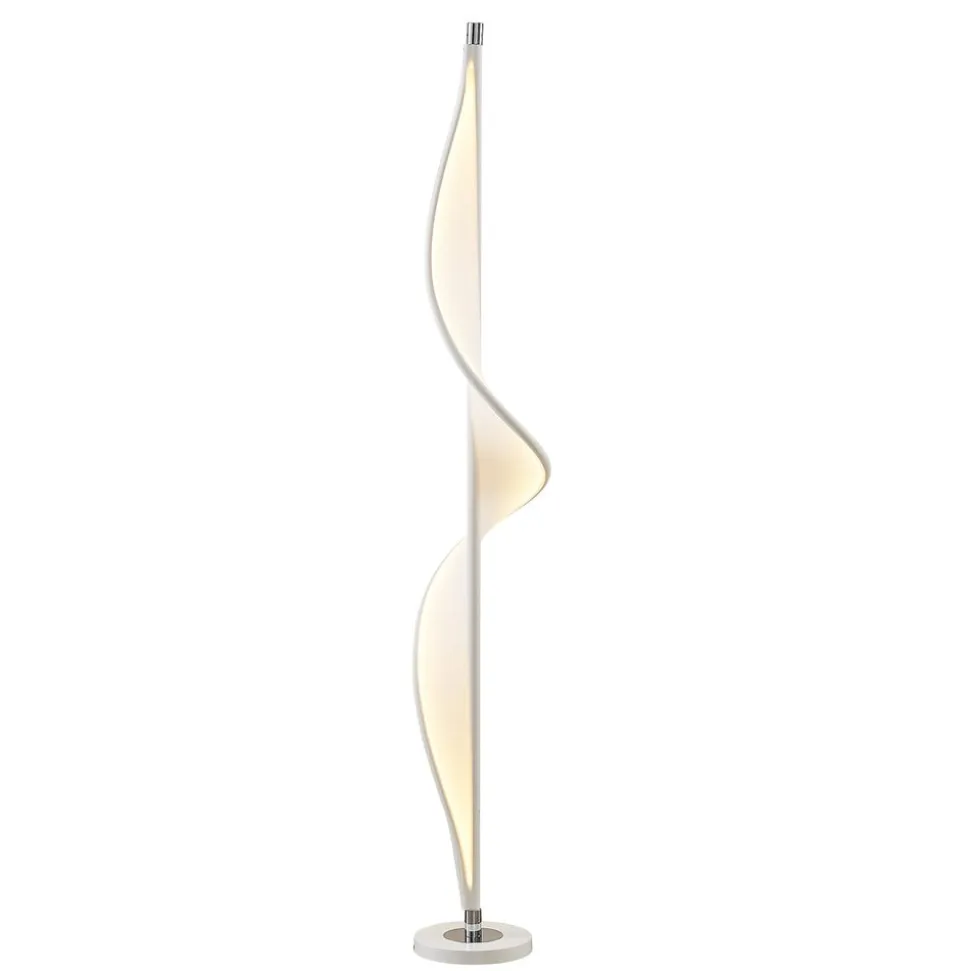 Lucande LED-gulvlampe Edano, 154 cm, hvid, tekstil, dæmpbar