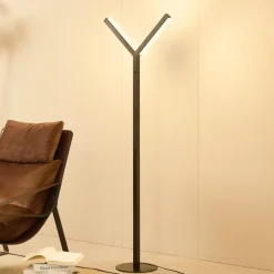 Lucande LED-gulvlampe Ilian, sort, metal, CCT, dæmpbar