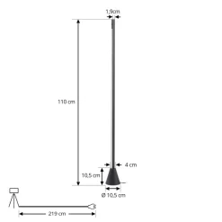 Lucande LED-gulvlampe Linija, sort, højde 110 cm, sensor