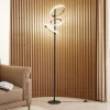 Lucande LED-gulvlampe Madu, sort, metal, 160 cm, dæmpbar
