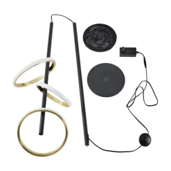 Lucande LED-gulvlampe Madu, sort, metal, 160 cm, dæmpbar
