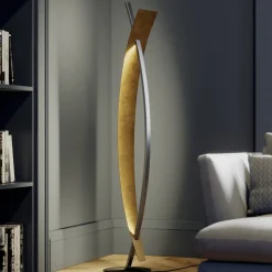 Lucande LED-gulvlampe Marija, sort, metal, højde 140 cm