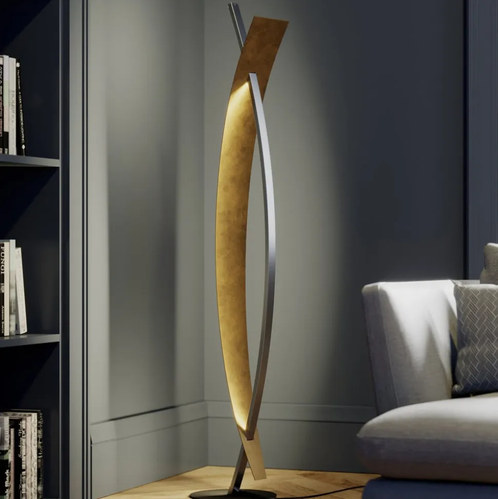 Lucande LED-gulvlampe Marija, sort, metal, højde 140 cm